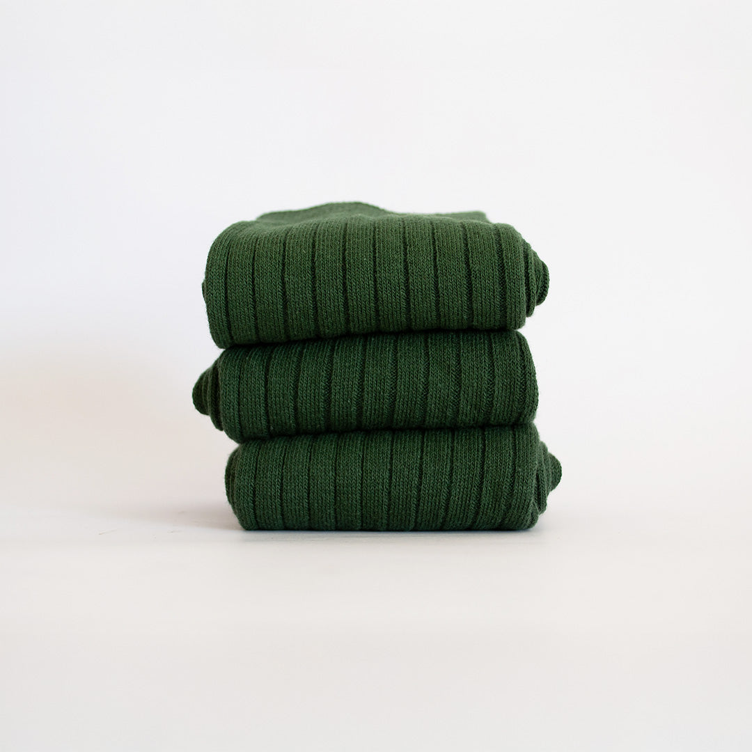 Calcetines Verde acanalado ancho (Un par)