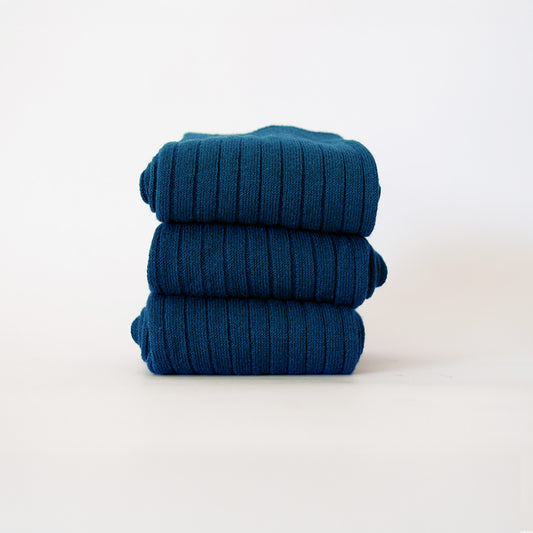 Calcetines Azul índigo acanalado ancho (Un par)